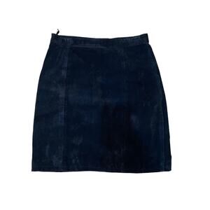 Global Identity Vintage Genuine Suede Leather Mini Skirt in Black Size 13/14